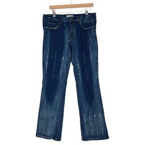 Studded Flared Jeans by Love Jeans Mid Rise Dark Wash Size 12 Vintage 80s Vibe